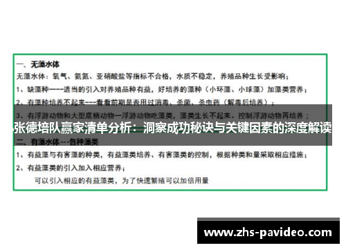 张德培队赢家清单分析：洞察成功秘诀与关键因素的深度解读