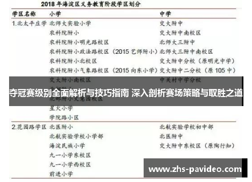 夺冠赛级别全面解析与技巧指南 深入剖析赛场策略与取胜之道